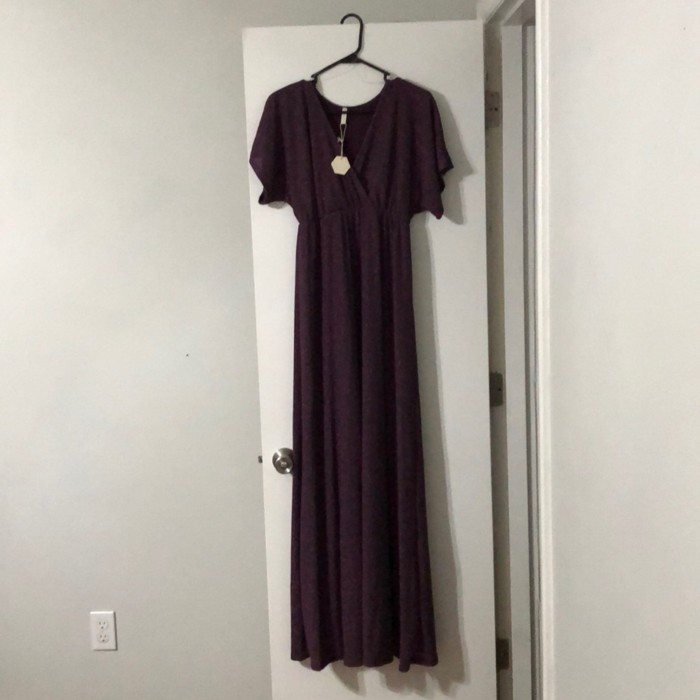 Pink Blush Metallic Maxi Dress